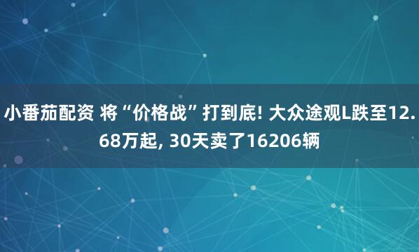 小番茄配资 将“价格战”打到底! 大众途观L跌至12.68万起, 30天卖了16206辆